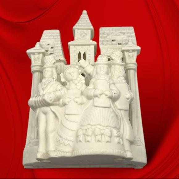 PartyLite Village Carolers Tealight Candle Holder Bisque Porcelain PO204 - Picture 10 of 13